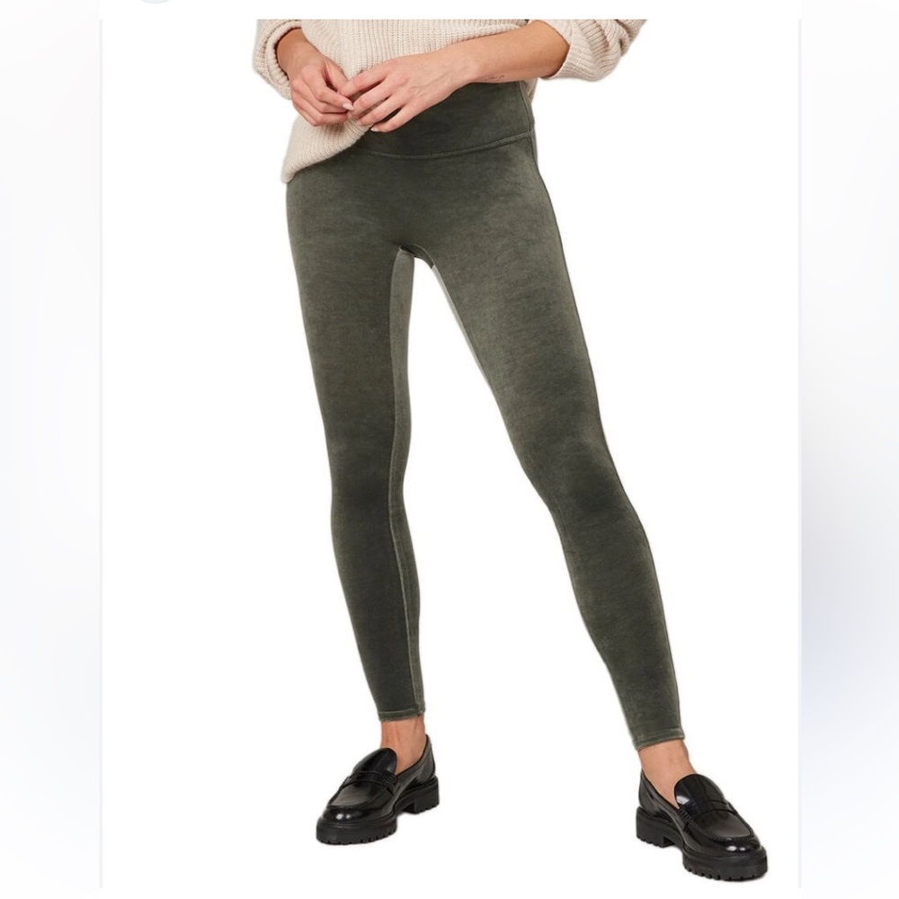 SPANX Green Velvet Leggings